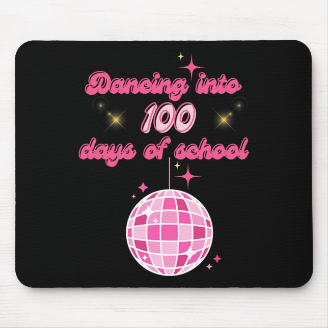 Mousepad Dançar Em 100 Dias De Escola Com Disco Rosa Ba (Frente)