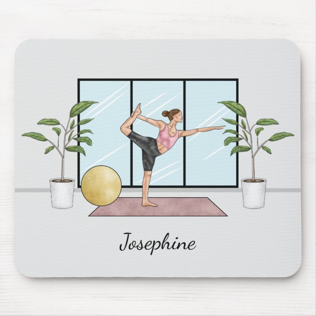 Mousepad Dançarina Pose Yoga Natarajasana Equilíbrio Rapari (Frente)