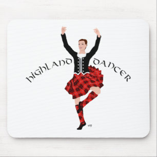 Mousepad Dançarino das Terras Altas em Xadrez Vermelho