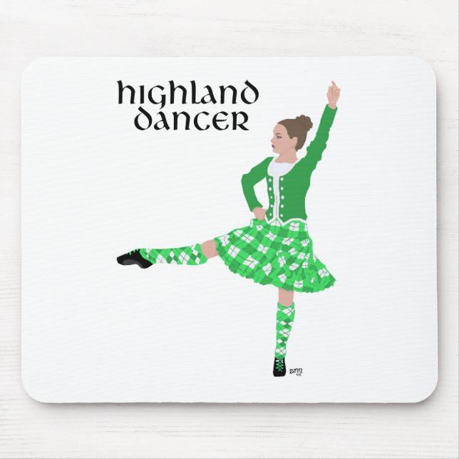 Mousepad Dançarino das Terras Altas Escocesas Verde (Frente)