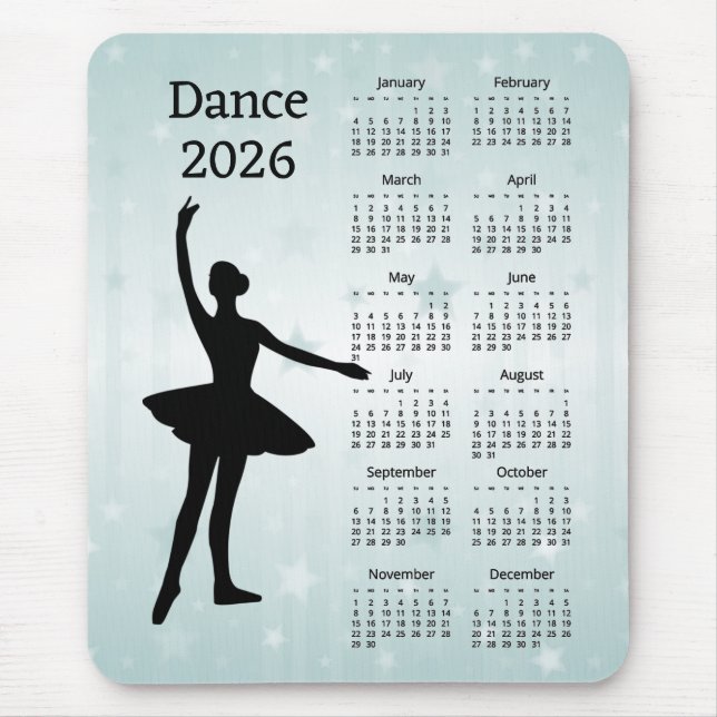 Mousepad Dance 2026 Calendar  (Frente)