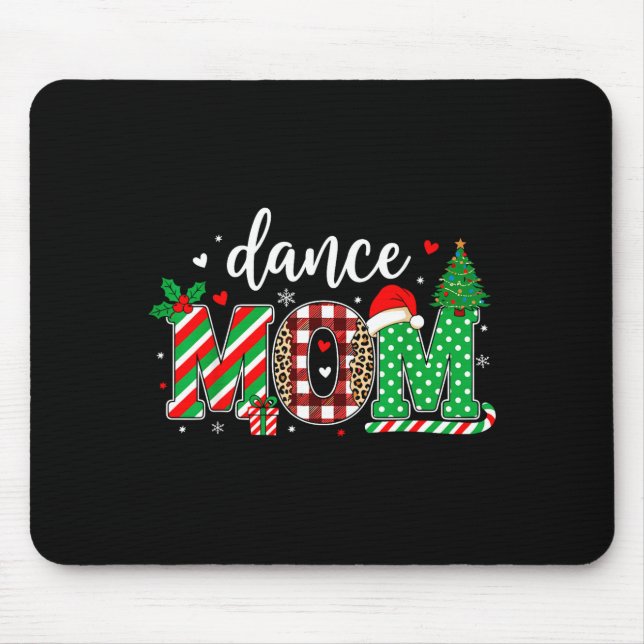 Mousepad Dance Mom Christmas Buffalo Plaid Leopard Santa Ha (Frente)