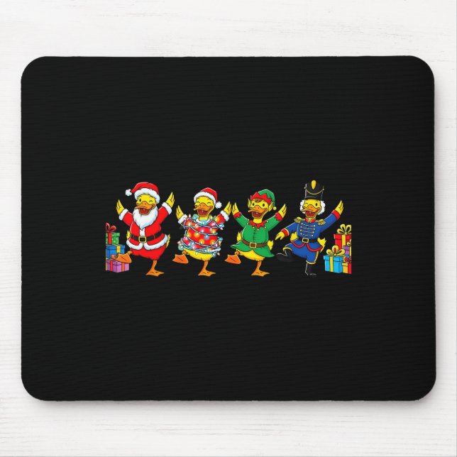 Mousepad Dancing Ducks Christmas Cute Holiday Party Apparel (Frente)