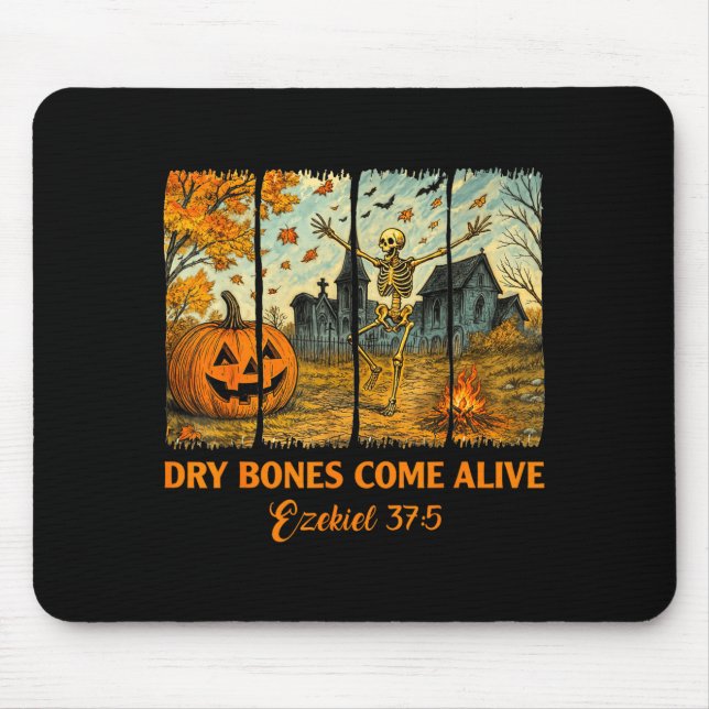 Mousepad Dancing Skeleton Dry Bones Come Alive Christian Ha (Frente)