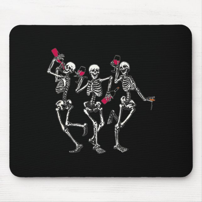 Mousepad Dancing Skeletons Drinking Wine Lover Funny Hallow (Frente)