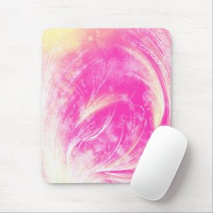 Mousepad Dandéliões rosa abstrato e pirilampos