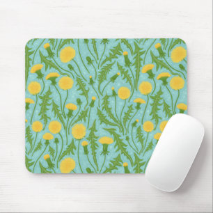 Mousepad Dandeliões, verdes, amarelos e azuis