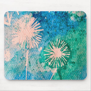 Mousepad Dandelion abstrato azul e verde