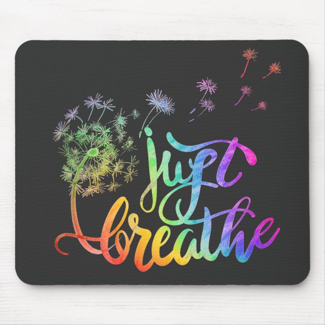 Mousepad Dandelion colorido soprando no vento apenas respir (Frente)