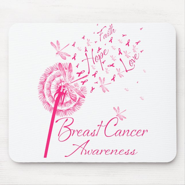 Mousepad Dandelion Faith Hope ama a consciência do Cancer (Frente)