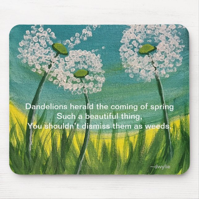 Mousepad Dandelions - arte original e poema (Frente)