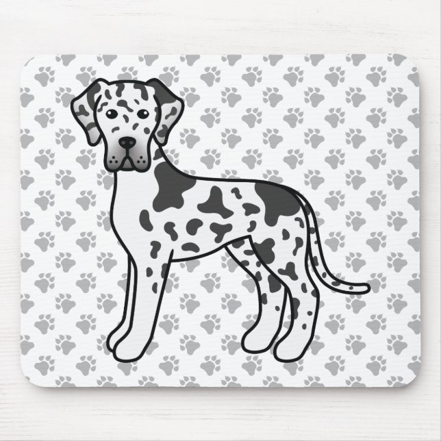 Mousepad Dane Harlequim Cachorro Cartoon Fofo (Frente)