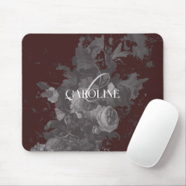 Mousepad Dark Academia Floral Ainda Vida Burgundy