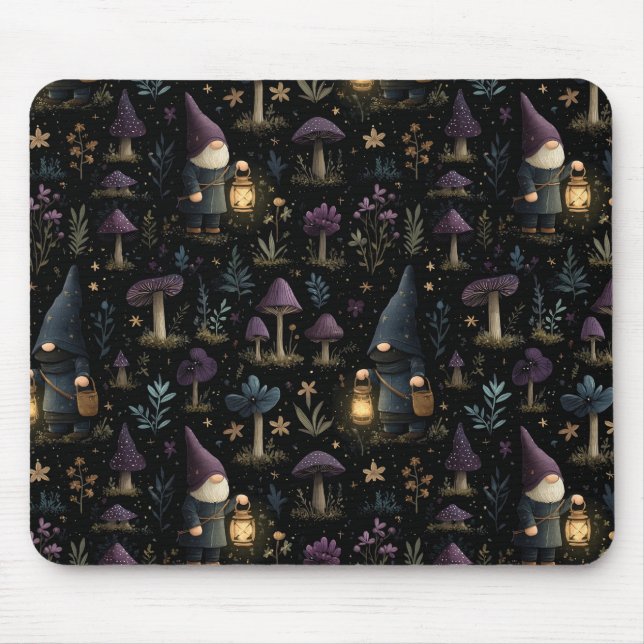 Mousepad Dark Fantasy Gnomo e Mushroom Pattern (Frente)