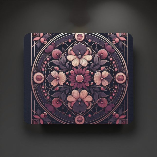 Mousepad Dark Romance Burgundy Art Deco Floral Summer (Criador carregado)