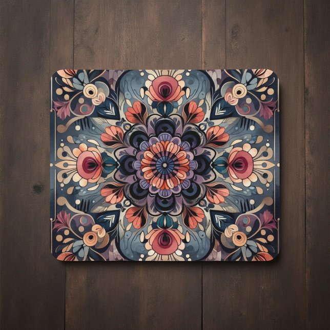 Mousepad Dark Romance Burgundy Art Deco Floral Summer (Criador carregado)