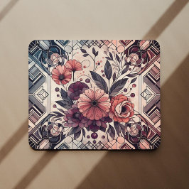 Mousepad Dark Romance Burgundy Art Deco Floral Summer