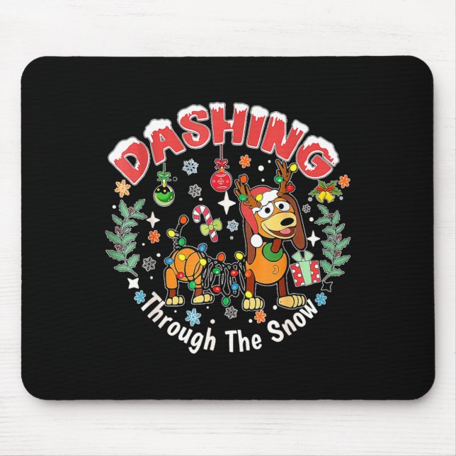 Mousepad Dashing Through The Snow Slink Dog Christmas  (Frente)