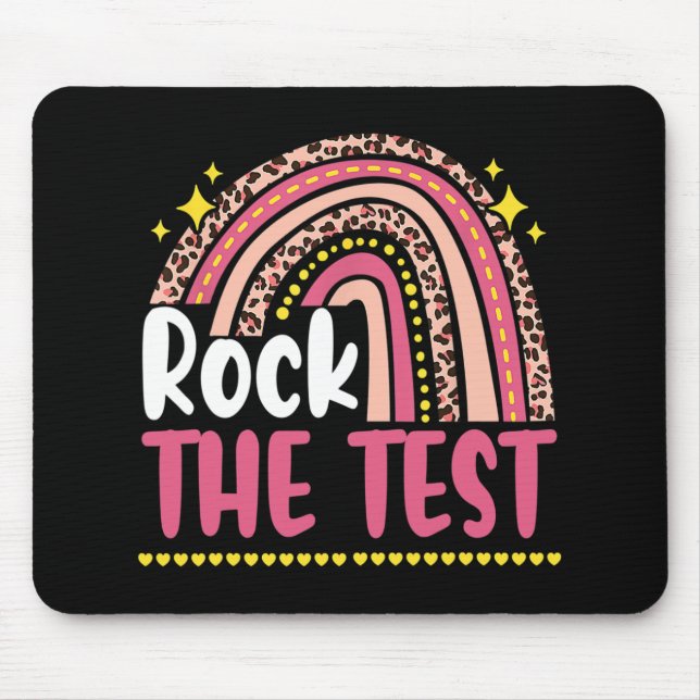 Mousepad Day Rock The Test Teacher Testing Day Rainbow Leop (Frente)
