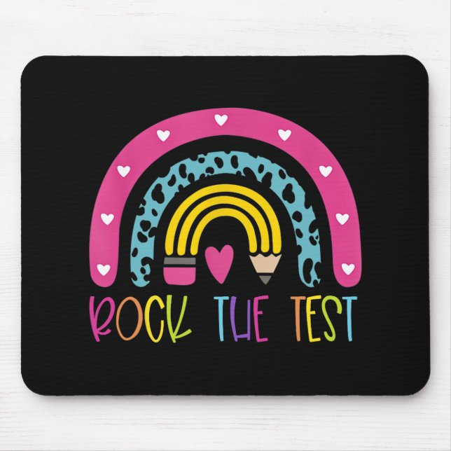Mousepad Day Rock The Test Teacher Testing Day Rainbow Teat (Frente)