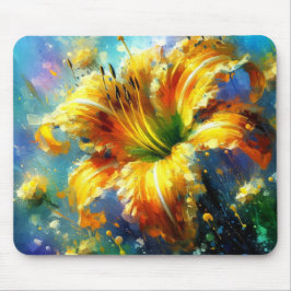 Mousepad Daylily Daylily Flor Amarelo Impressionista do Tea