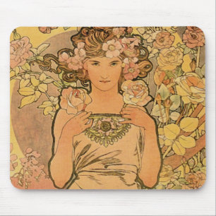 Mousepad ~ de Alfons Mucha o rosa
