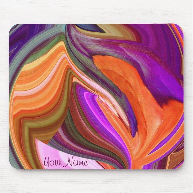 Mousepad de Arte de Folha Laranja abstrato *person (Frente)