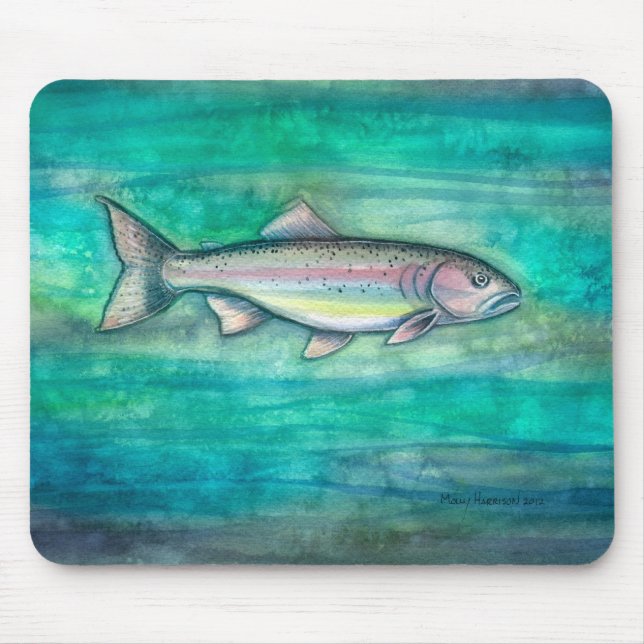 Mousepad de Arte de Vida Selvagem de Truta Arco-ír (Frente)
