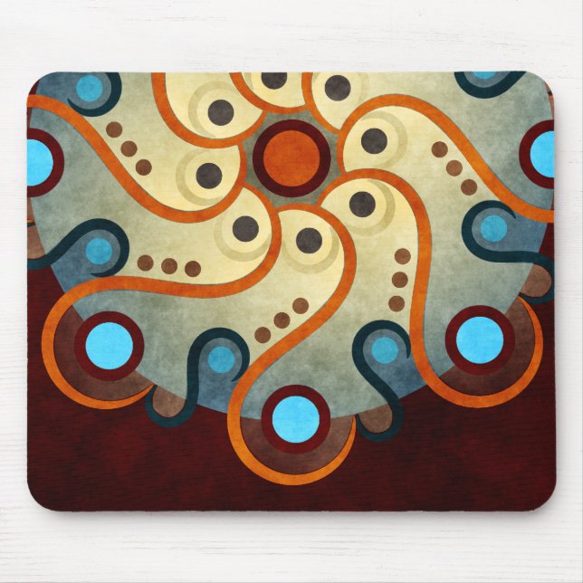 Mousepad de Arte do Vetor Abstrato Floral Azul (Frente)
