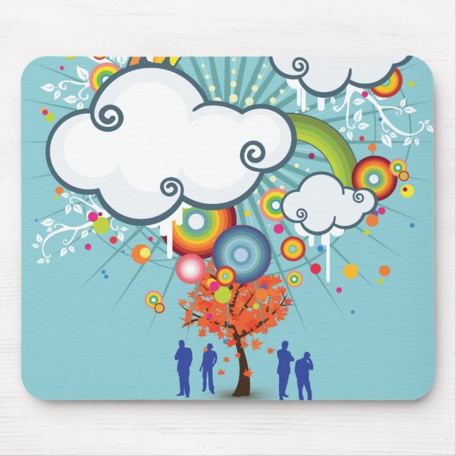 Mousepad de Árvore do Rainbow Cloud Pessoas (Frente)