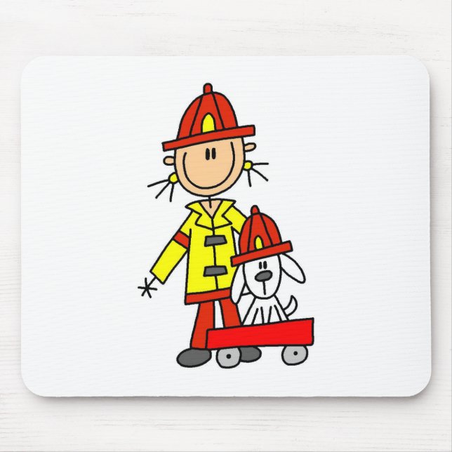 Mousepad de Bombeiro de Palito com Dálmata (Frente)