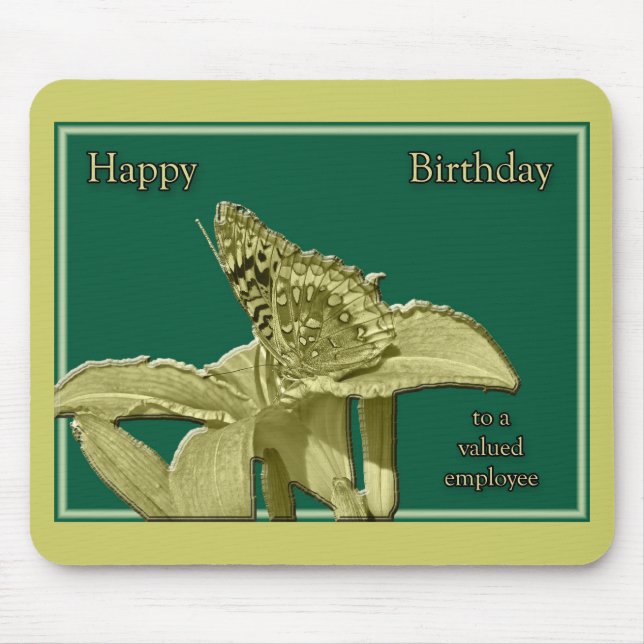 Mousepad de Borboleta de Aniversário do Funcionári (Frente)