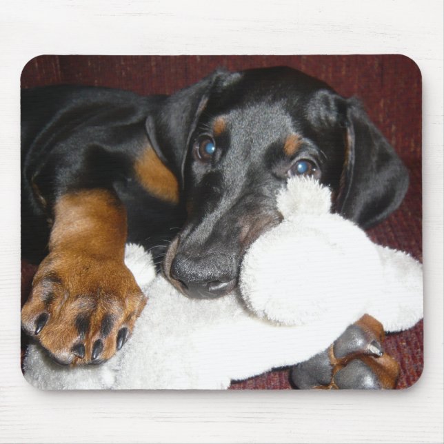 Mousepad de cachorrinho Doberman Pinscher fofo (Frente)
