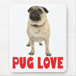 Mousepad de Cachorro Pug Filhote Coração de Amor V