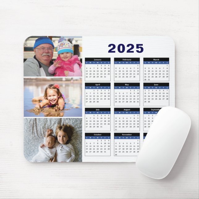 Mousepad de Calendário 2025 da Família Personaliza (Com mouse)
