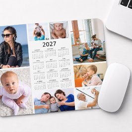 Mousepad de Calendário 2027 com Colagem de 8 Fotos