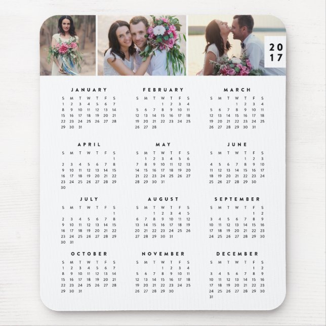 Mousepad de Calendário Anual Mínimo (Frente)