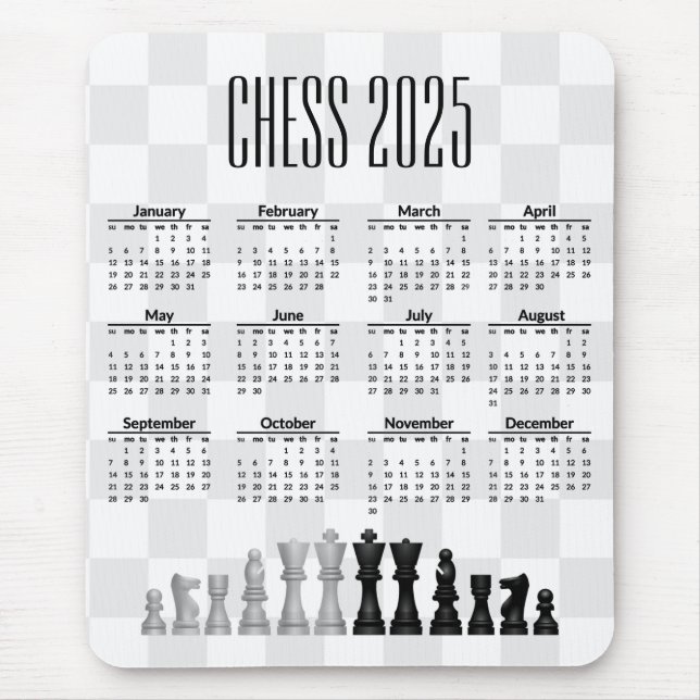 Mousepad de Calendário do Chess 2025 (Frente)