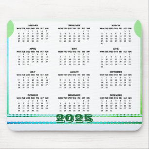 Mousepad de calendário simples e bonito 2025