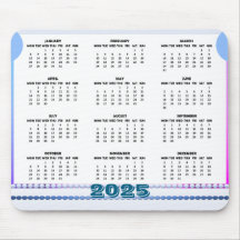 Mousepad de calendário simples e bonito 2025