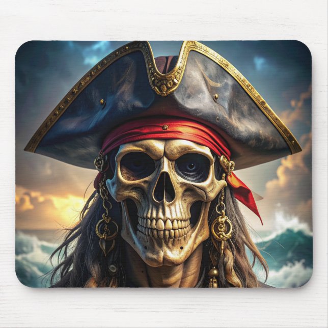 Mousepad de Caveira de Pirata Malvado (Frente)