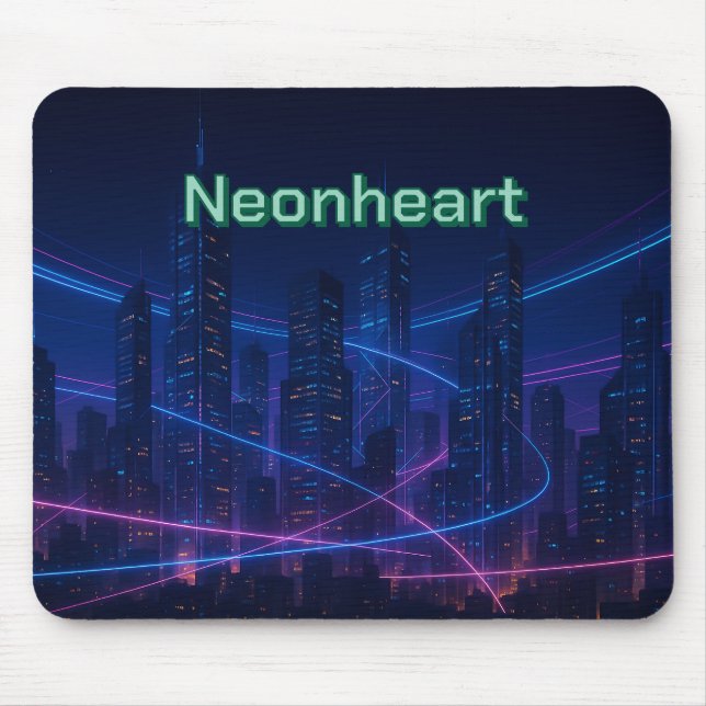 Mousepad de Cidade Cibernética Neon-Traced (Frente)