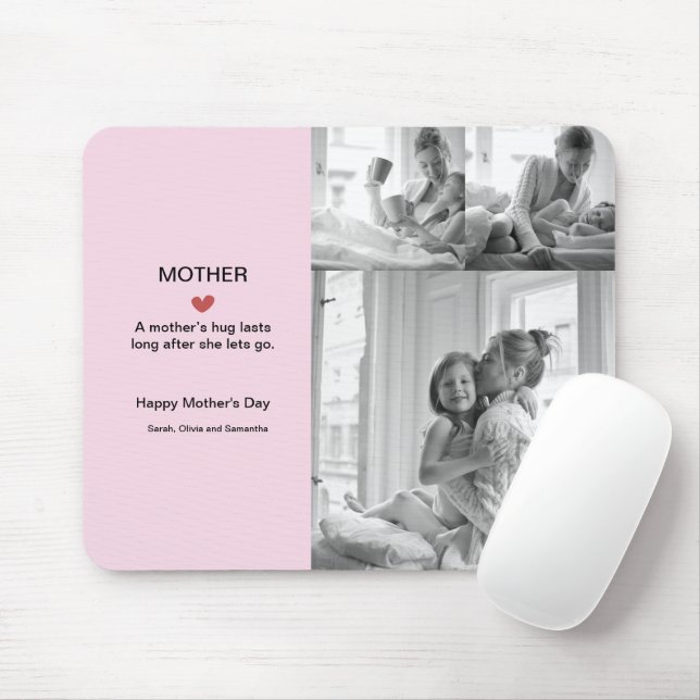Mousepad de Colagem de Fotos Preto e Branco Person (Com mouse)