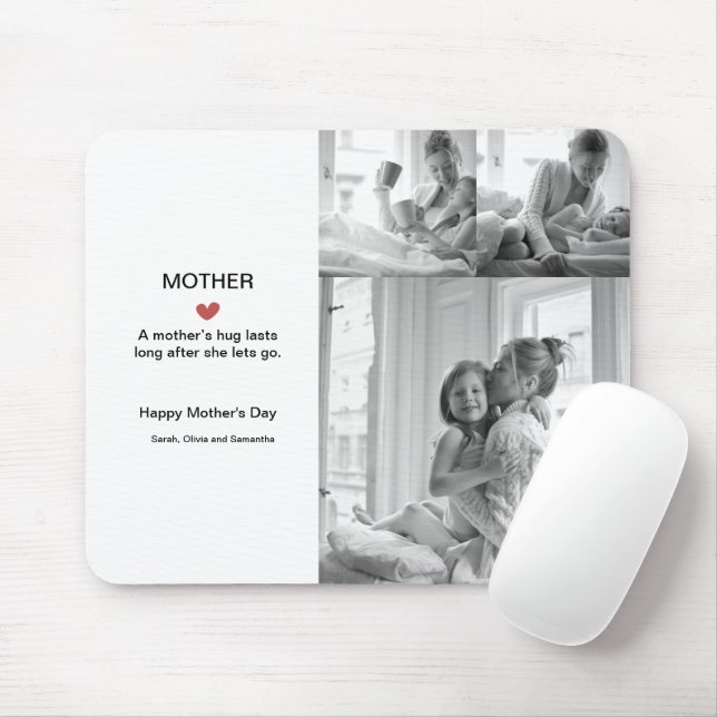 Mousepad de Colagem de Fotos Preto e Branco Person (Com mouse)