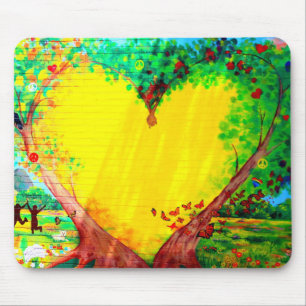 mousepad de coração amarelo