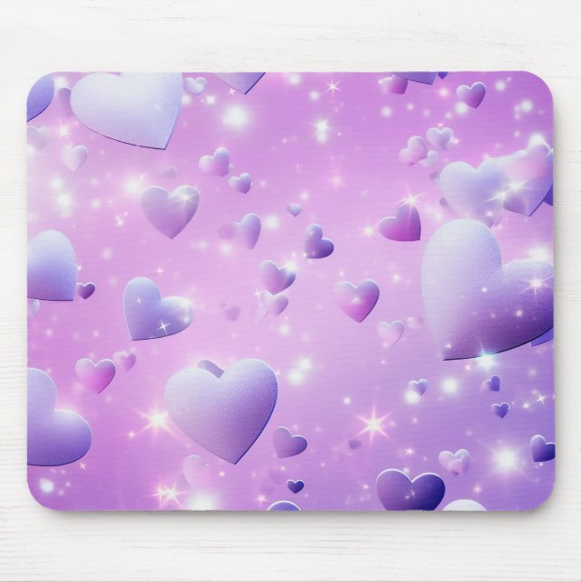 Mousepad de Coração com Brilho Roxo (Frente)