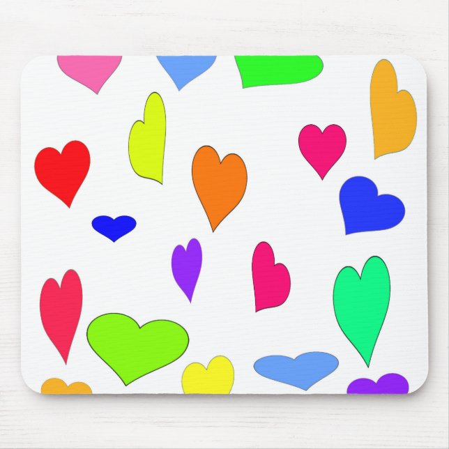 Mousepad de Corações Colorido (Frente)