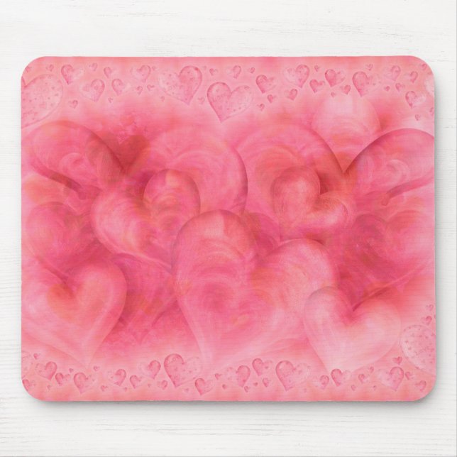 Mousepad de Corações Rosa Elegante (Frente)