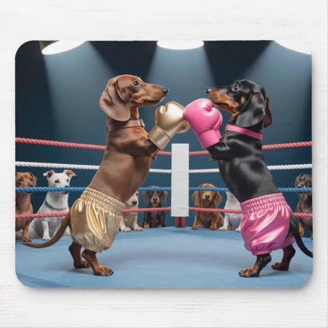 Mousepad de Dachshunds Boxeando (Frente)