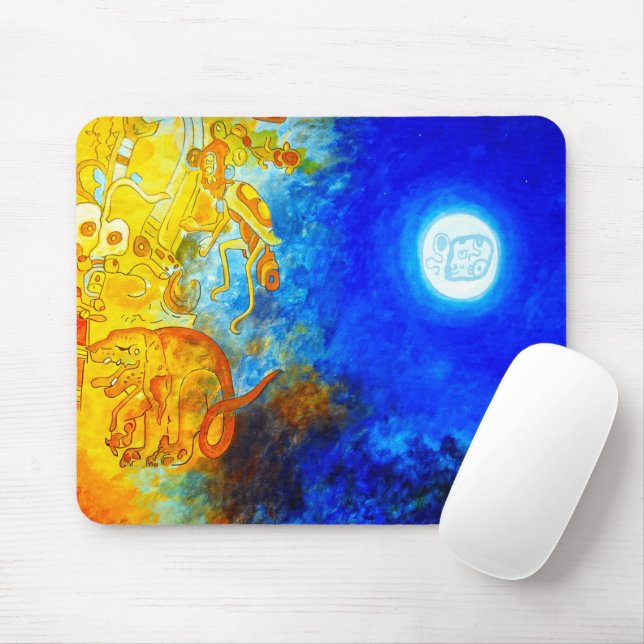 Mousepad de Design Mayan azul e laranja (Com mouse)